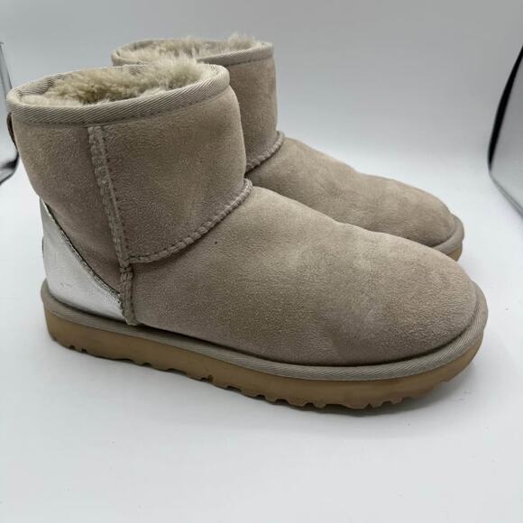 Ugg Classic Gray Mini Metallic Silver Women’s 6 - Picture 2 of 10